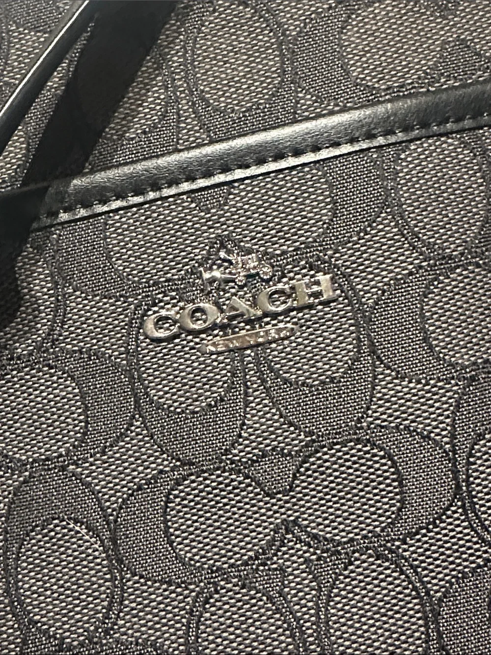 Coach Black Signature Crossbody with Leather Trim